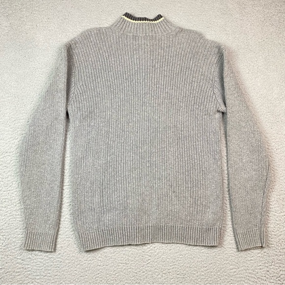 Polo Ralph Lauren Men's Size L Gray Cotton Linen 1/4 Zip Mock Neck Sweater EUC - Picture 2 of 6